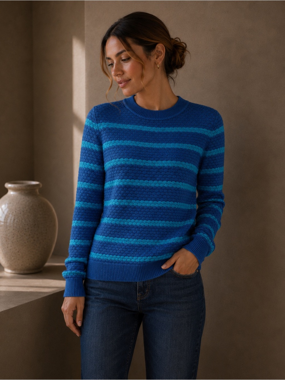 ESpirit Cotton Blue Long Sleeve Sweater Sz XL